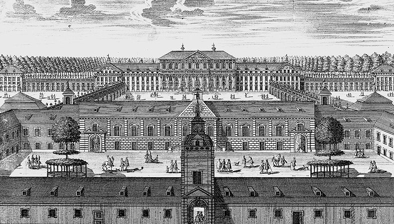 Schleißheim Old and New Palaces, copper engraving