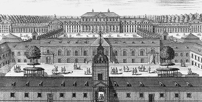 Schleißheim Old and New Palaces, copper engraving